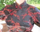 Vintage Asian Ladies Dress Black and Red