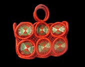 Red and Green Hand Woven Tote Bag