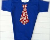 Royal Blue Baseball  Tie Shirt or Onesie Available 0-3 months thorugh Size 10/12