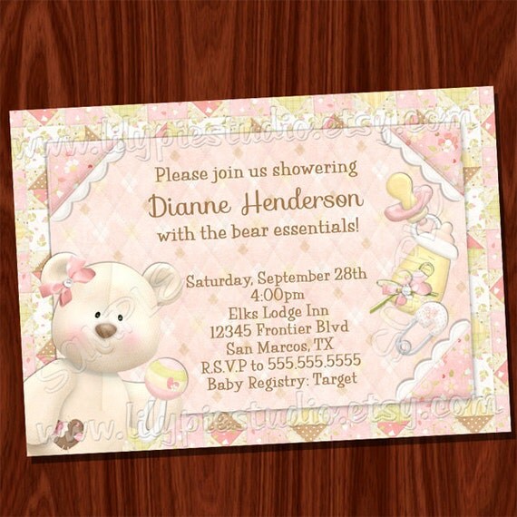 Teddy Bear Baby Shower Invitation PRINTABLE Digital File Il_570xn