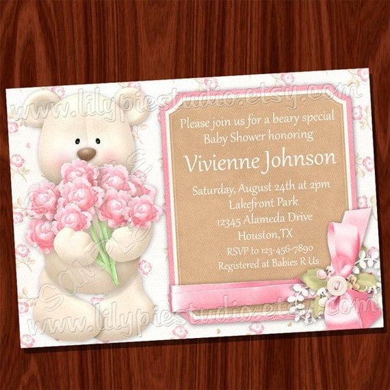 Teddy Bear Baby Shower Invitation PRINTABLE Digital File Il_570xn