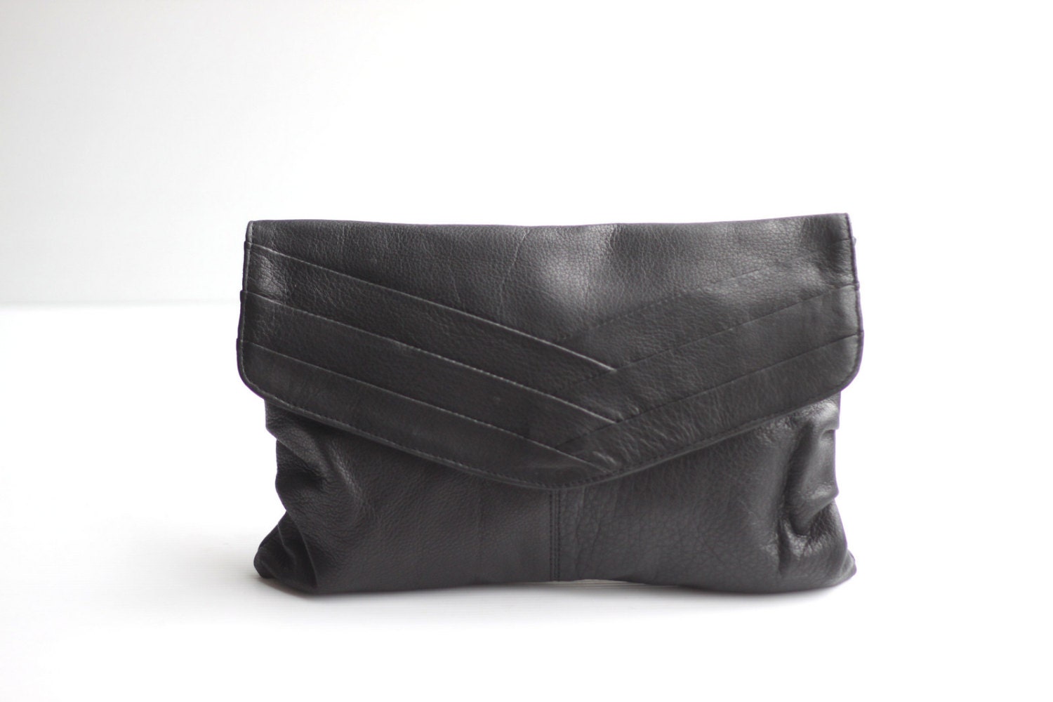 Leather Clutch Party Purse in Black