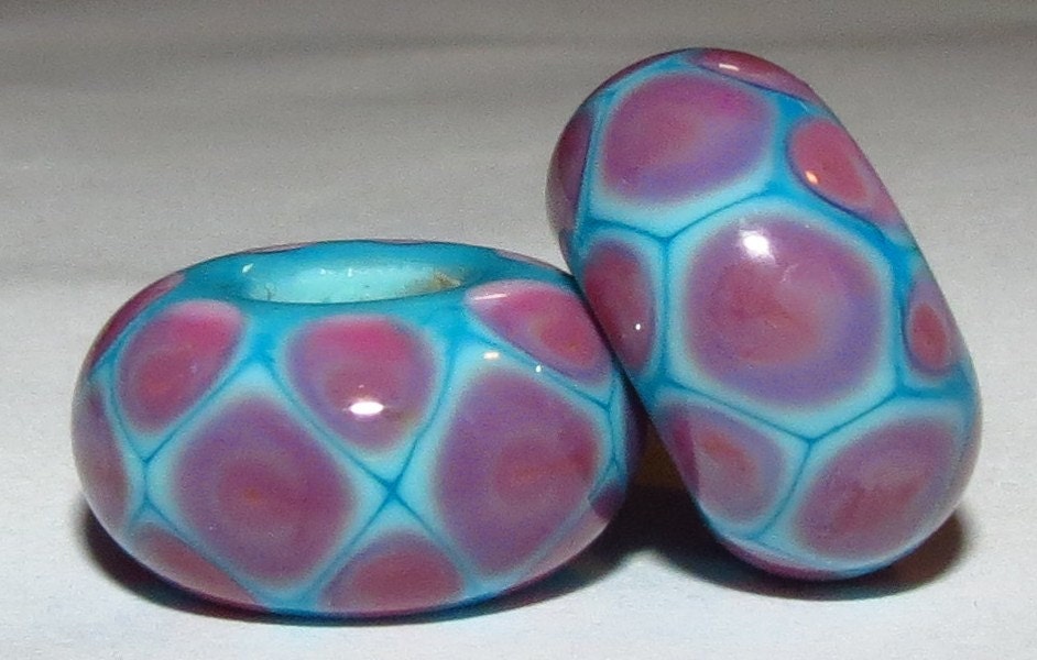 50% Off Handmade Lampwork Glass Beads Big Hole   Round Pair