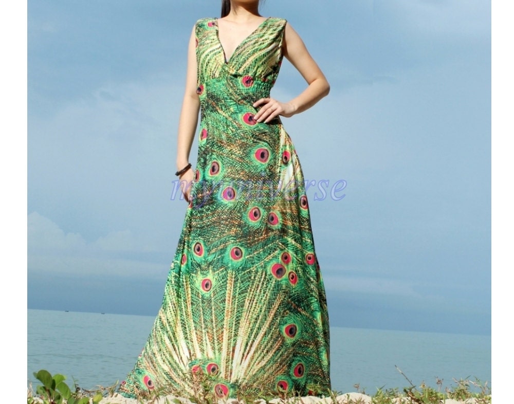 Maxi Dress Women Plus Sizes Dress Clothing Peacock Long Dress Plus Size Dress Bridesmaid Dress