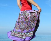 Knee Length Skirt A Line Skirt Ladies Skirt Women Midi Lady Purple Floral Skirt Gifts Summer Skirt