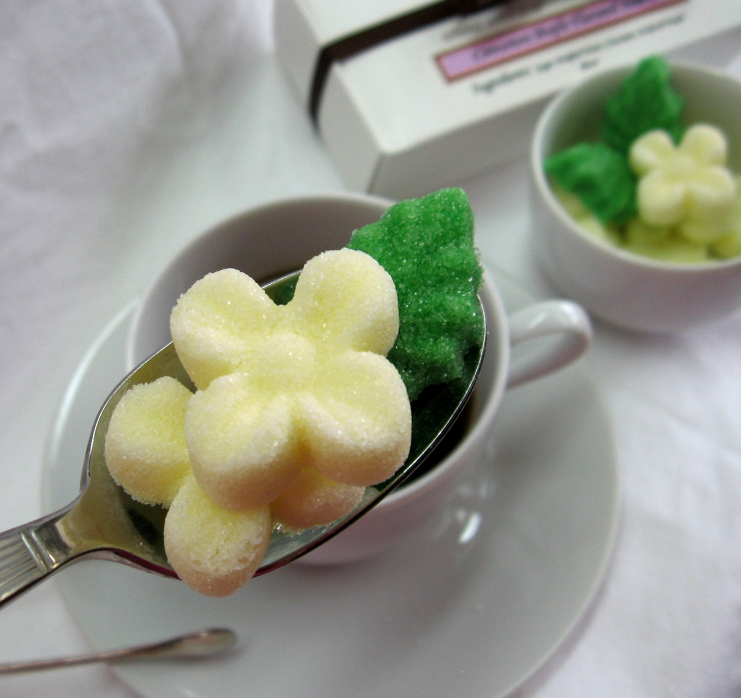 Soft Sunlit Yellow Flower and Leaf Shaped Sugar Cubes 3 Dozen