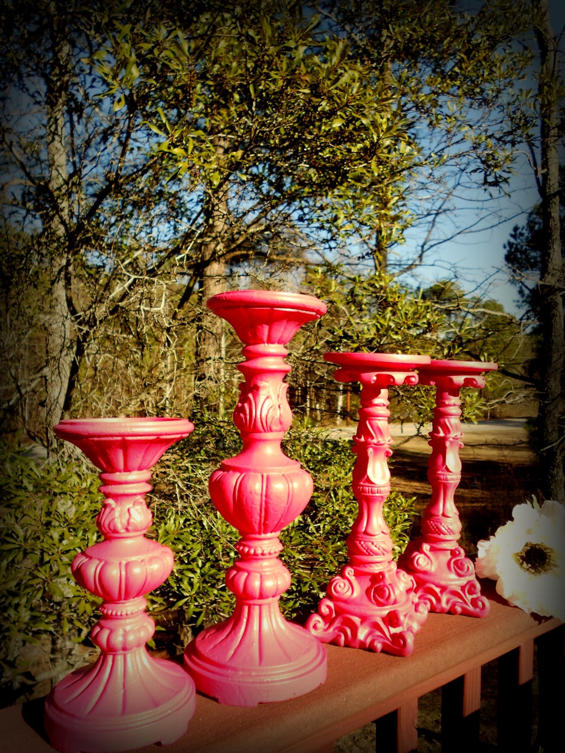 On Sale....My Fabulous Wedding 4 Piece Candle Holder Set-11.5" down to 8"