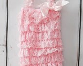 Lace Romper -   Light Pink Lace Romper - Girls Romper - Baby Romper - Ruffle Romper - Lace Dress - Baby Outfit