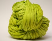 Handspun Thick and Thin Merino Yarn Slub tts Hand dyed Super Bulky Chartreuse 02 Half-pounder
