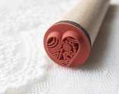 vintage heart stamp  - adorable, sweet, retro heart rubber stamp