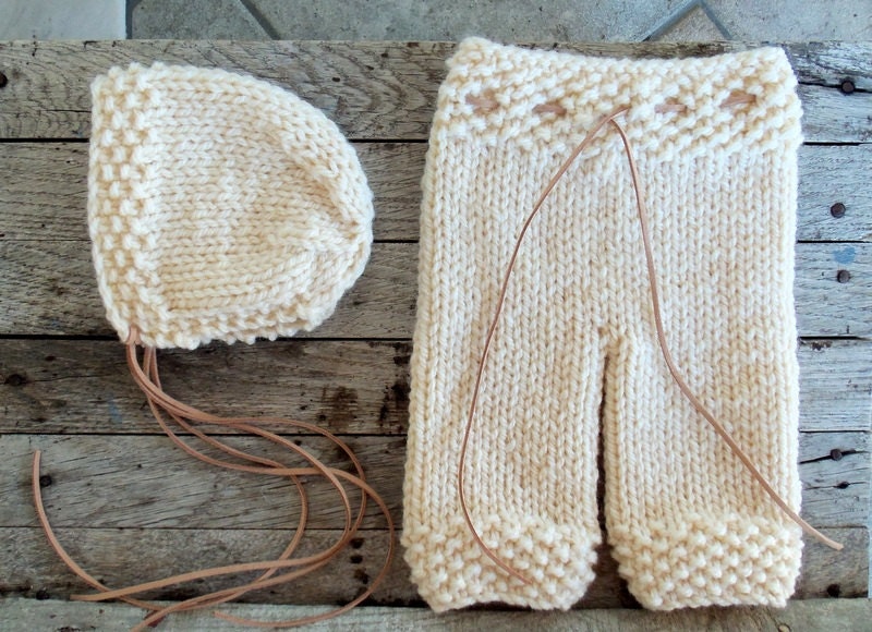 Newborn Knit Pants and Hat Set - Baby Knit Pants and Bonnet Set - Photo Prop Sets - Knit Set - Newborn Photo Prop - Available in many colors