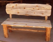 Rustic Wood Bench with back, made from Aspen Logs, Sustainable Furniture, Rustic Furniture from Naturally Aspen