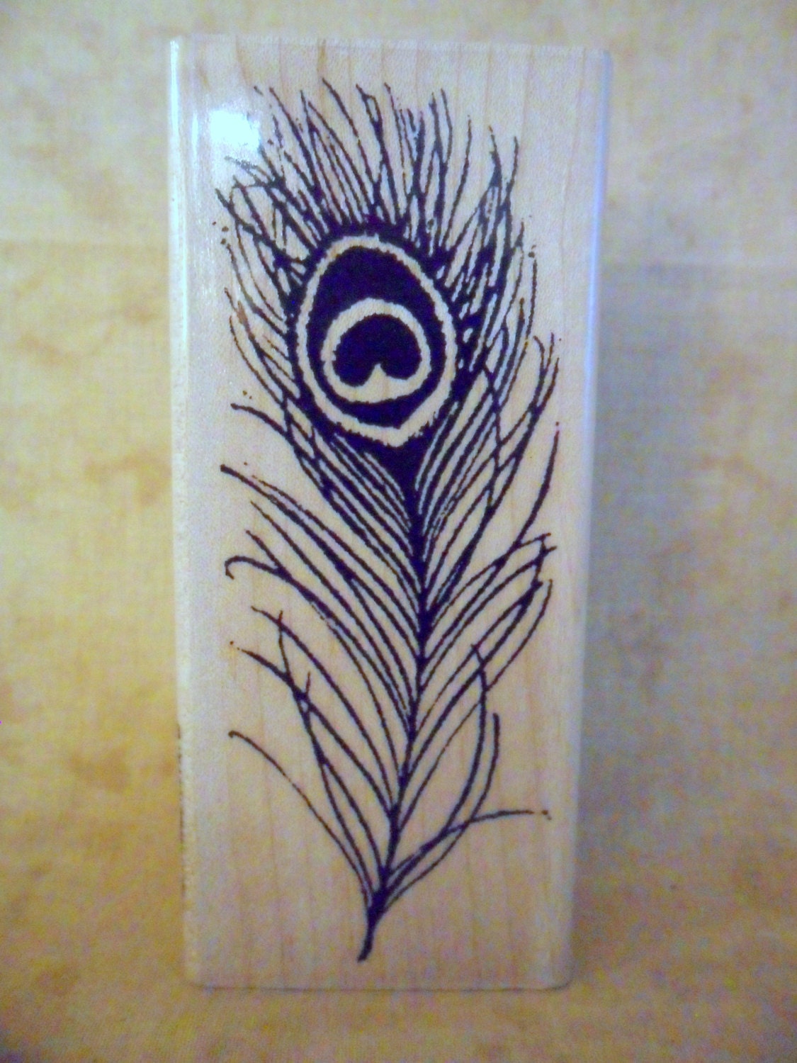 Peacock Feather Wood Mounted Rubber Stamp by Stampendous-FREE SHIPPING