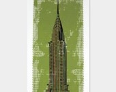 Chrysler Building Art Print (Green) - Hand Printed