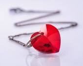Swarovski Heart Pendant Necklace Red Heart Jewelry Romantic Jewelry Gift For Her