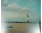 light house film color photo print - whimsical fine art landscape photography, new brighton, beach, sea -  8x8