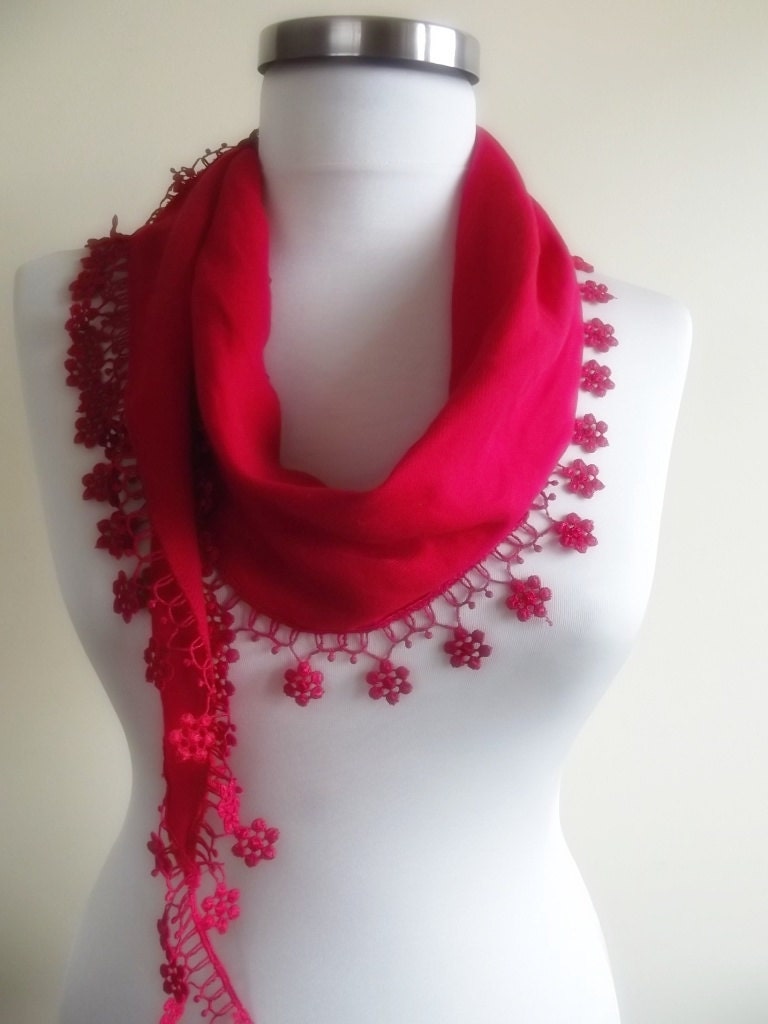BIG DISCOUNT New Design Pashmina scarf with lace hot red valentines day gift for her