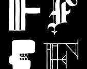 Handmade Original Paper Cutting - Alphabet - The Letter F -YOUR COLOR CHOICES 4  fonts of the letter F - 8"x10"