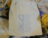 1 Thank you Mom Gift Mother of Bride Groom Wedding 5x6 Muslin Bag Bridal Jewelry Make up Purple Blue Green Black