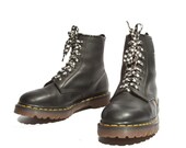 Vintage Dr Marten Ankle Boots in Black Leather Made in England for a Women's Size 9 UK 7