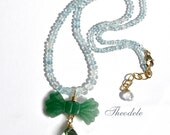 Aquamarine Jade Bow Necklace.