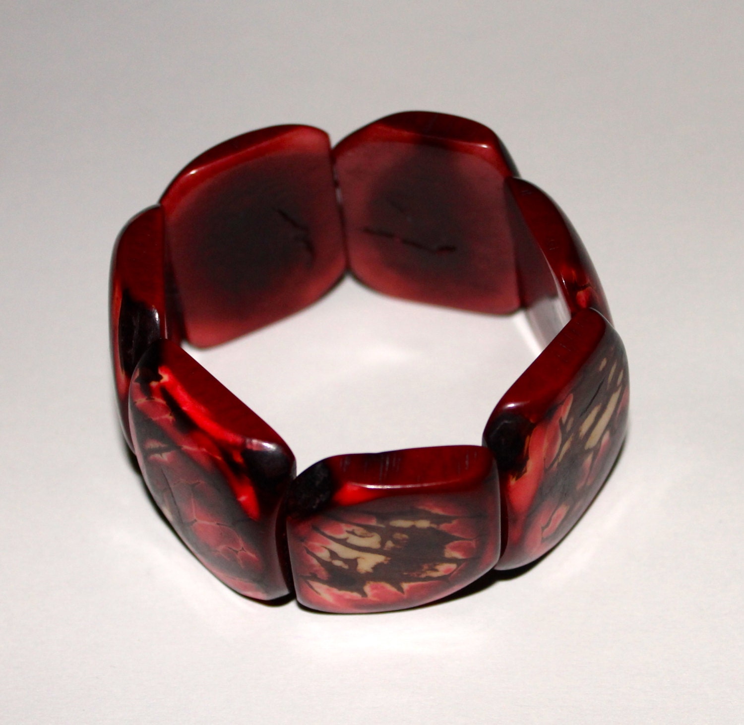 Spotted Tagua Bracelet (Red) Eco-friendly Jewelry