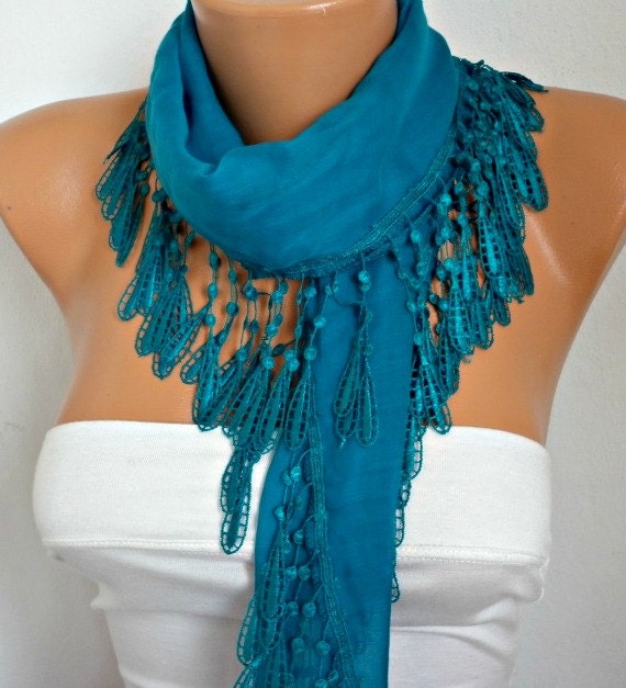 Teal Scarf -  Cowl Scarf  Shawl Scarf Cotton Scarf - fatwoman