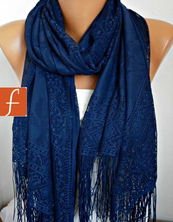 Navy Blue Tulle  Shawl Scarf -  Cowl - Bridesmaid gift -  fatwoman