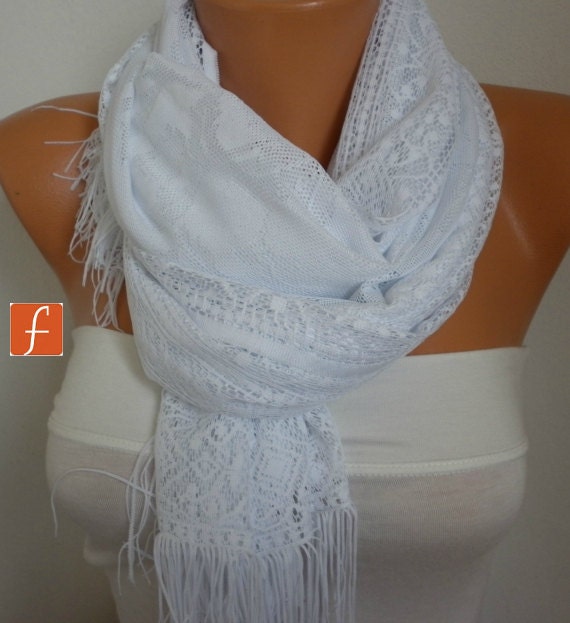 White Shawl Scarf -  Cowl Scarf - fatwoman bridesmaid gift