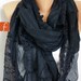 Black  Shawl Scarf -  Cowl Scarf - Bridesmaid Gift -- for Her - Gift - mom -  fatwoman