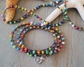 Colorful crochet wrap bracelet necklace anklet 'Summer Sol' sterling silver sun dangle, multi color surfer chic beach boho
