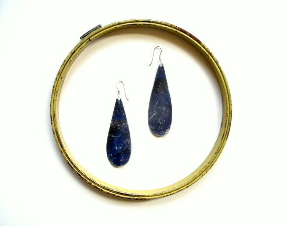 abstract modern salvaged metal earrings /  GALACTIC BLUES