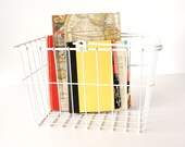 Vintage Large White Wire Basket with Handle - Garden Decor, Office Storage, and more