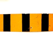 Vintage / Antique Metal Railroad Warning Sign in Black and Orange Stripes (20"x6") - Industrial Home Decor, Collectible, Man Cave
