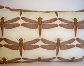 Decorative Pillow Toss Pillow Aqua Brown Dragonflies 10X16 Lumbar