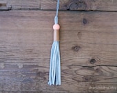 LEATHER TASSEL necklace - grey / ready to ship