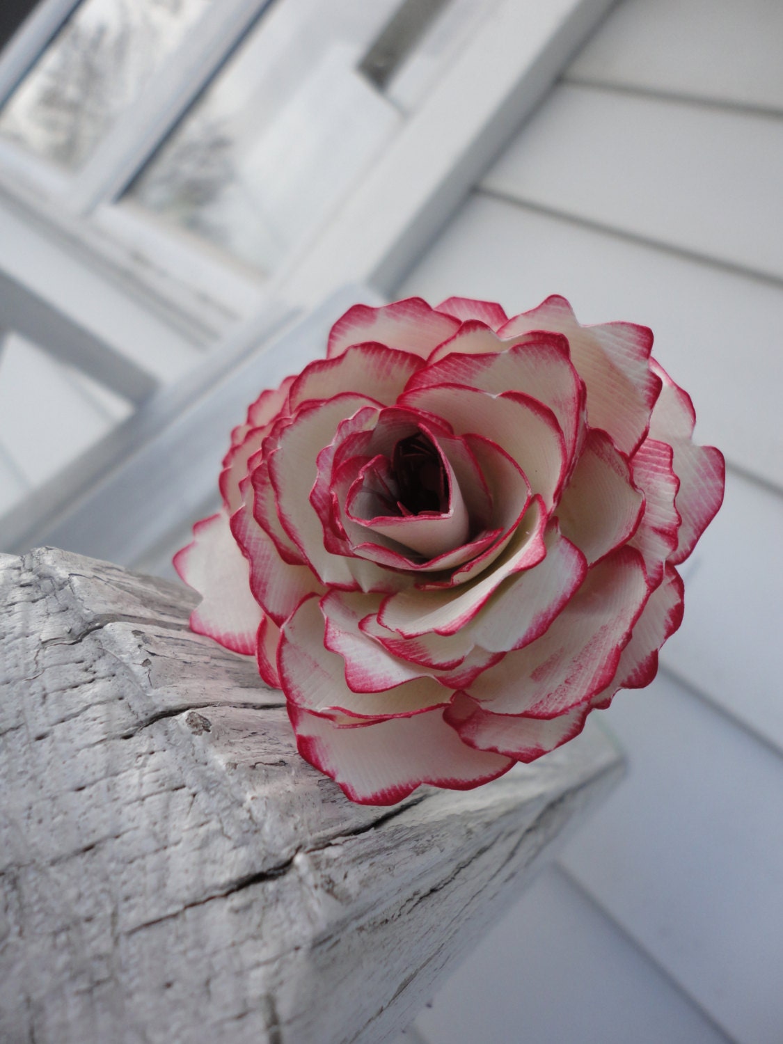 Tattered Red Rose Paper Rose Single Rose