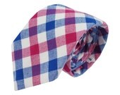 Necktie - Cerulian Blue and Ruby Pink Check/Gingham