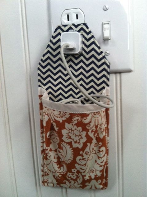 Docking Station for iPhone 5 iPhone 4 iPod touch iPhone 4S navy and off white chevron pattern with orange and off white damask