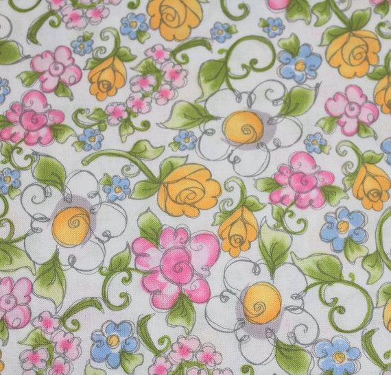 Fabric Sale, Flower Frolic by Loralie Harris, Pre Washed, Pre Shrunk, 1/2 yard