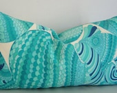 Trina Turk /  Pisces Lumbar Pillow Covers / 12" x 20" / Pool / Blue / Indoor/Outdoor / Designer Fabric