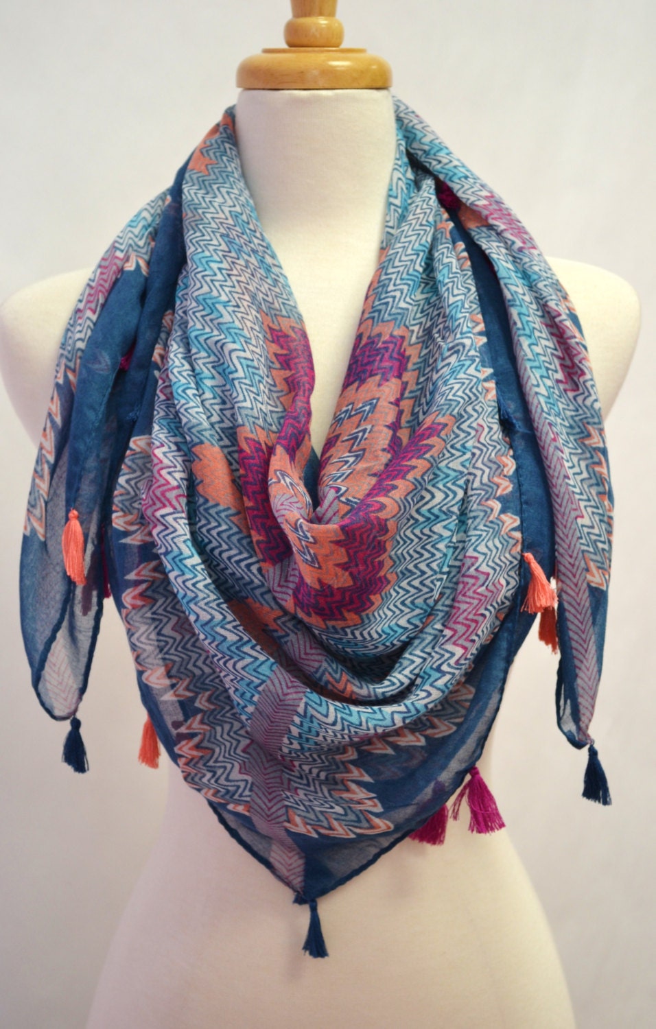 Aztec Tribal Western Abstract Print Summer Scarf Shawl Wrap With Tassels Square
