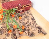 Vintage Bicycle Printed Burlap Ruffled Tablecloth Shabby Chic Table Runner 96 Inches Long
