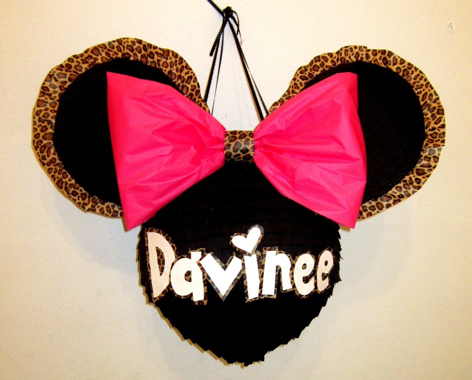 Personalized Leopard Trim Minnie Mouse Custom Pinata