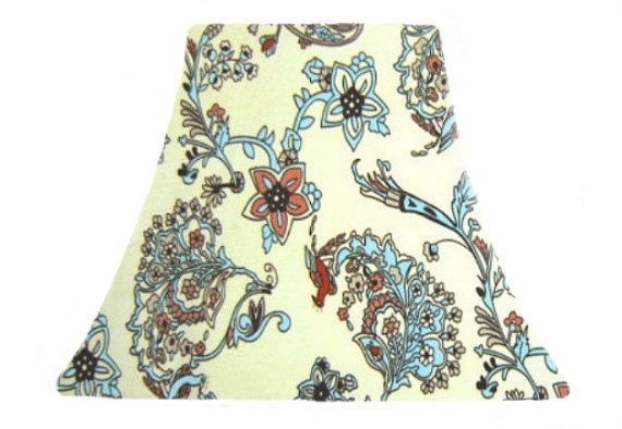 Aqua Paisley SLIP COVER for your existing lampshade - STRETCH to fit perfectly