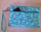 Teal - White - Nook - Kindle E Reader Case - Camera Case - Wristlet