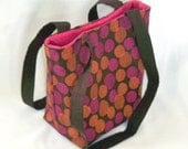Polka Dot Purse Tote Bag Chocolate Brown Fuchsia Pink Neon Orange Fabric Bag Teen Purse Shoulder Bag