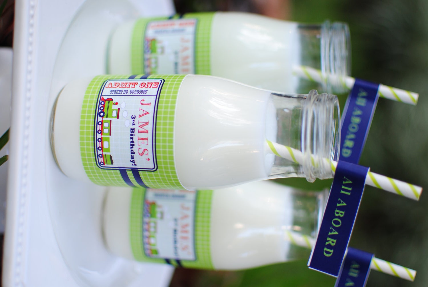 Choo Choo Train Ticket Birthday Party Water Drink Labels/ Wrappers and straw flags Il_570xn