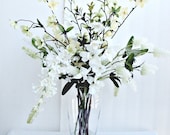 Multi Silk Flower Floral Arrangement In A Glass Vase With Acrylic Water