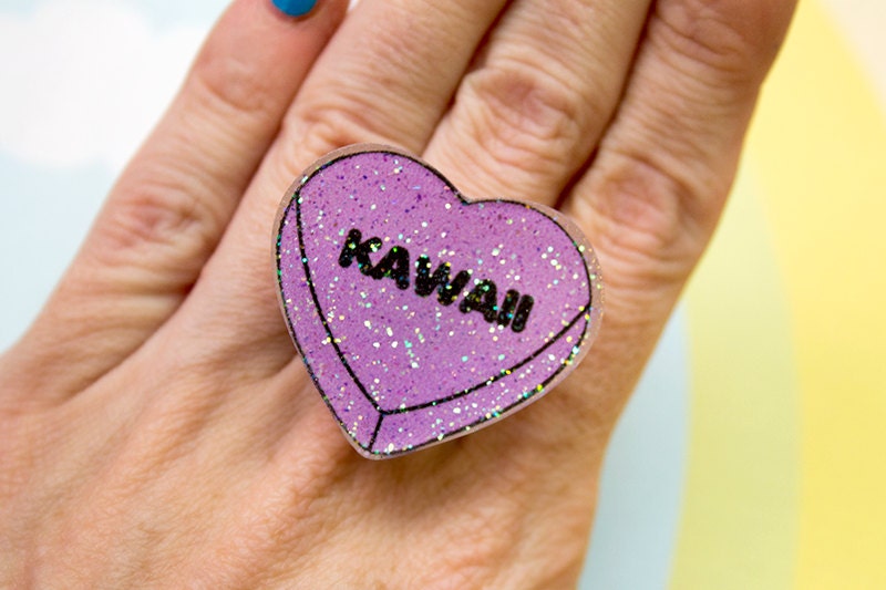 Kawaii Conversation Heart Ring
